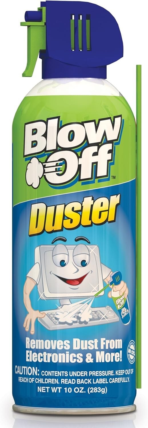 Blow Off Air Duster Can with Nozzle, 10 oz., Blue/Green - 9962 (12 PACK)