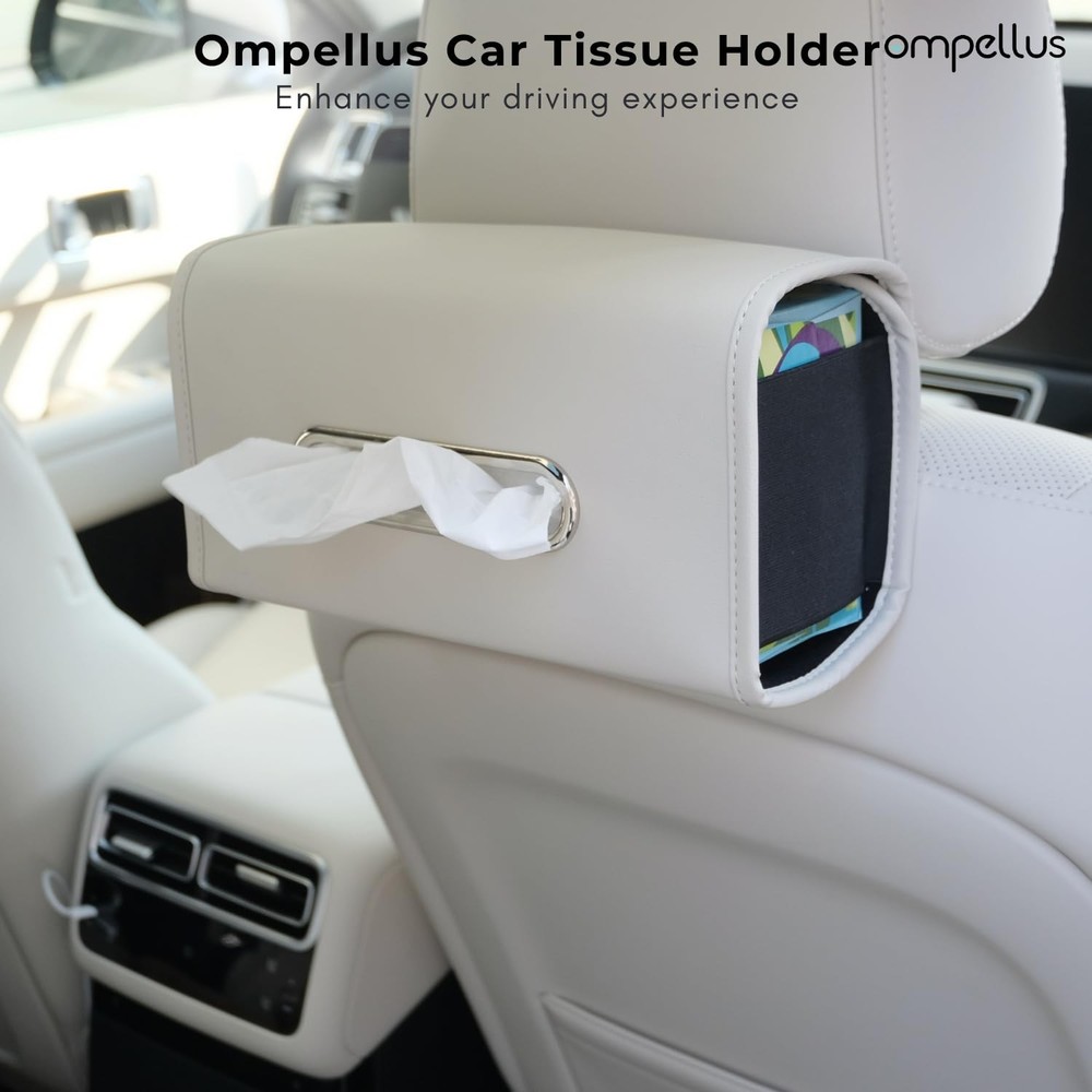Premium PU Leather Car Tissue Holder Classic Style Rectangular Black