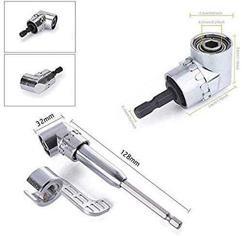 105 Degree Right Angle Driver Extension Power Screwdriver Drill Silver