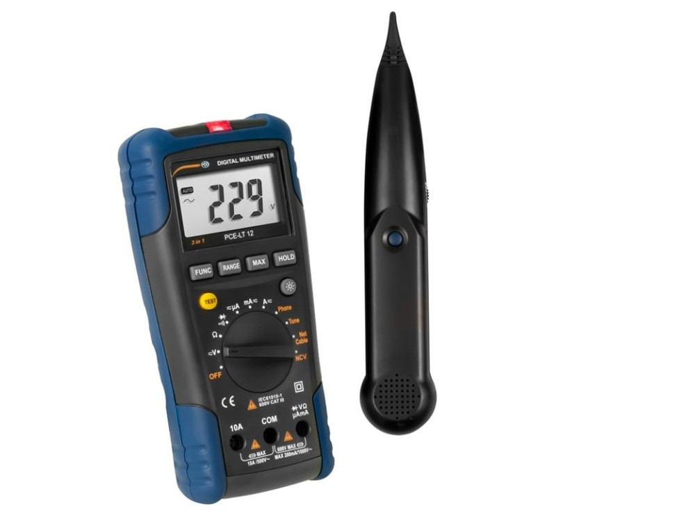 PCE Instruments PCE-LT 12 - Digital Multimeter with Telephone Connection Test
