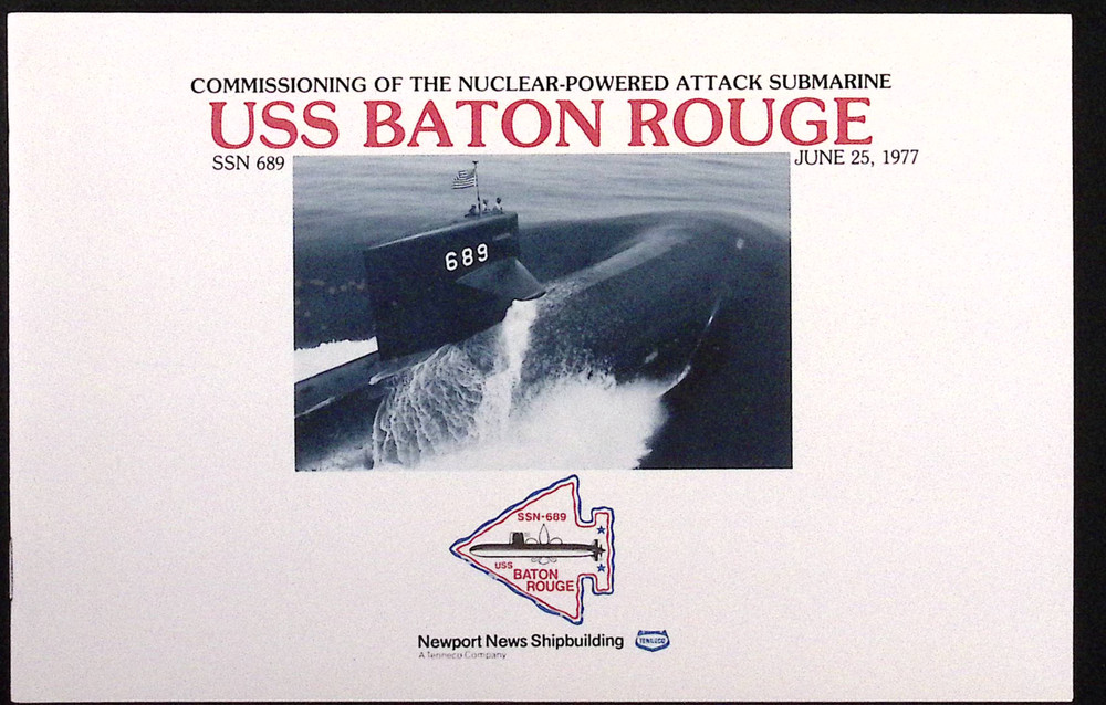 1977 US Navy USS Baton Rouge SSN-689 Commissioning Ceremony Program