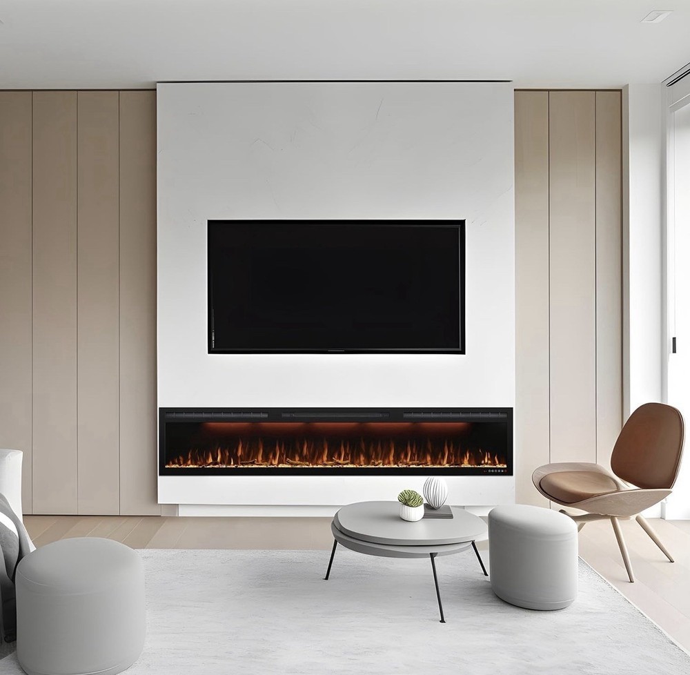 Recessed 88" Electric Fireplace with Adjustable Flame & Remote Control