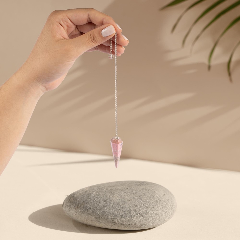 Rhodonite Pendulum Crystal, Faceted Pendulum Divination Tools, Dowsing Pendulum