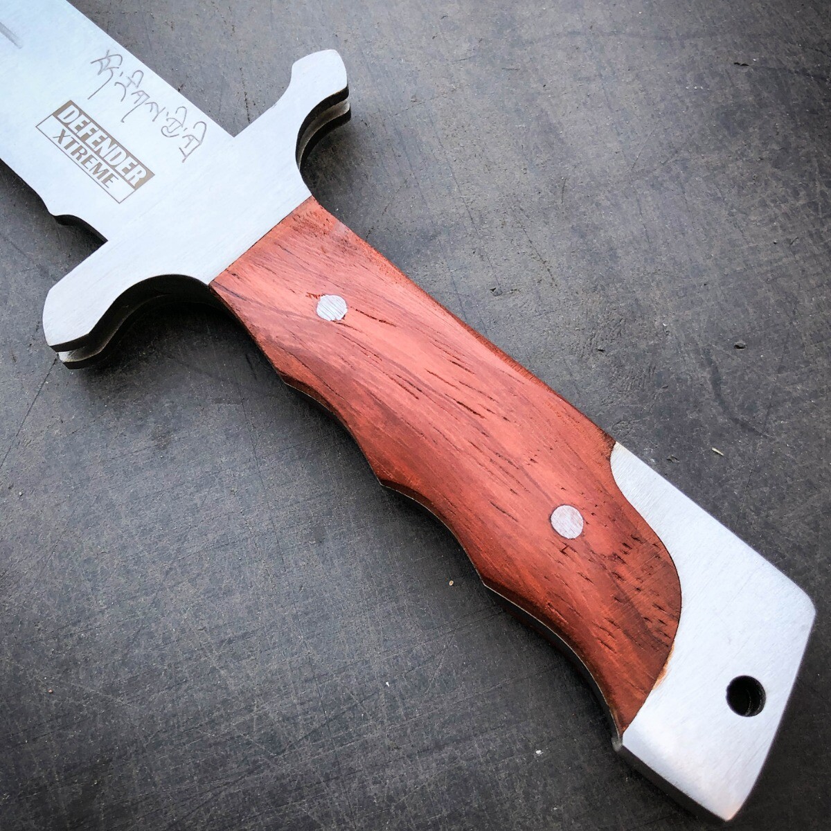 18" Tactical Stainless Steel Full Tang Fixed Blade Sword Machete w/ Wood Handle