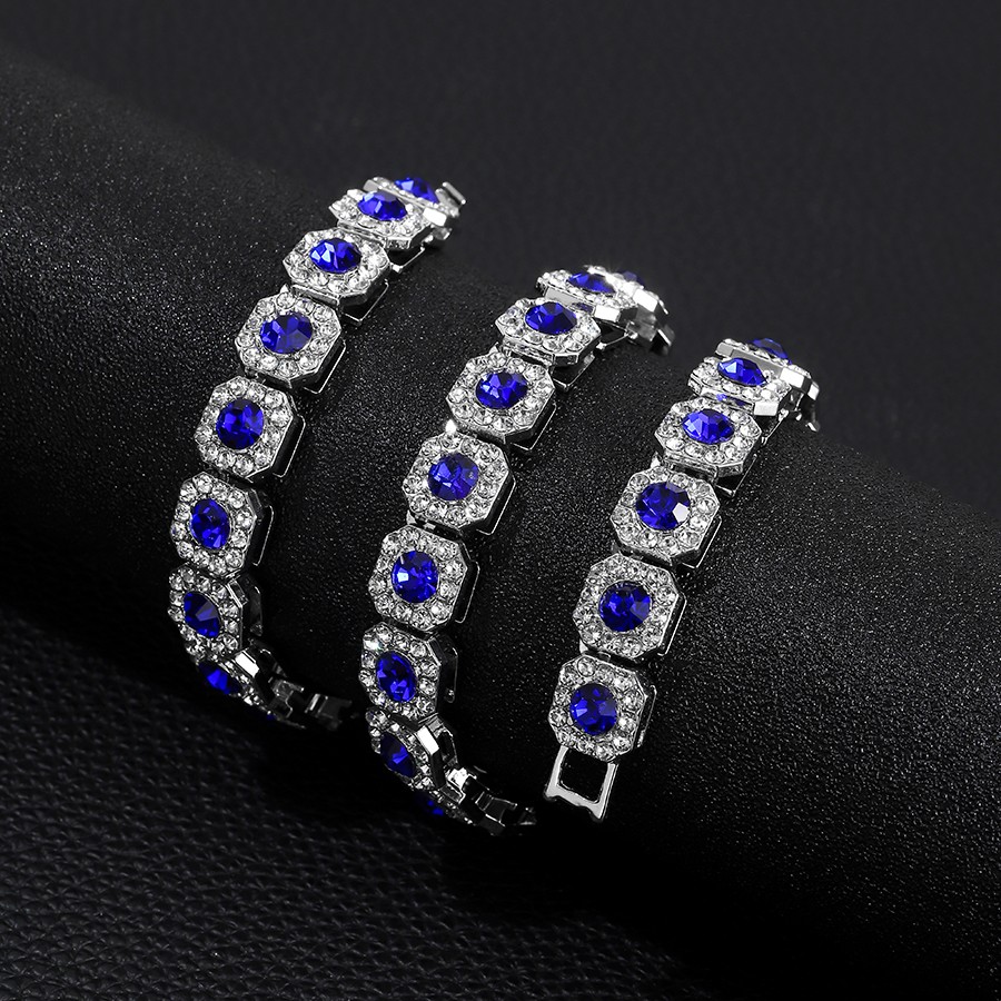 Silver Plated Stainless Steel 22 Inch Necklace Cubic Zirconia Blue Center Stone