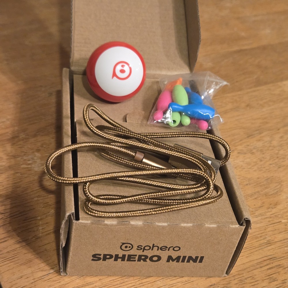 Sphero Mini App Enabled Programmable Robot Ball Red/White w/Obstacles Box STEM