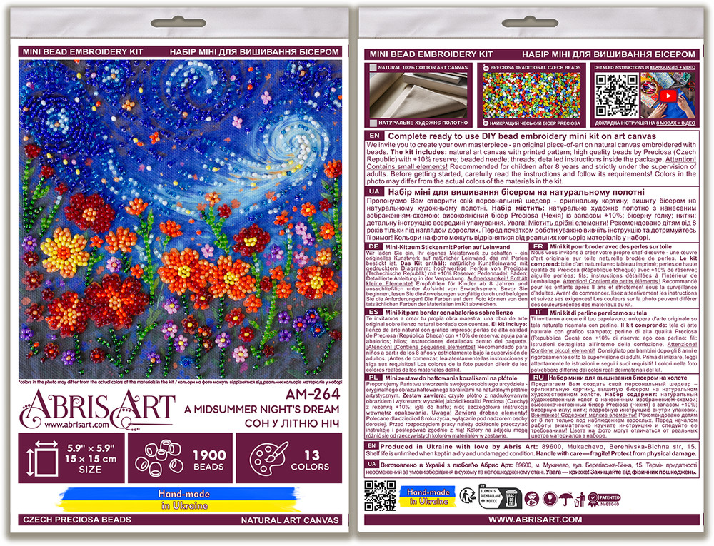 DIY Bead Embroidery Kit "Flowers" Beaded stitching needlepoint beadwork