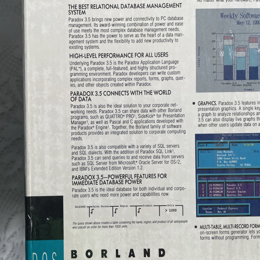 BORLAND PARADOX MULTI-PACK (5) 3.5 DATABASE POWER DOS NEW! SEALED BOX!