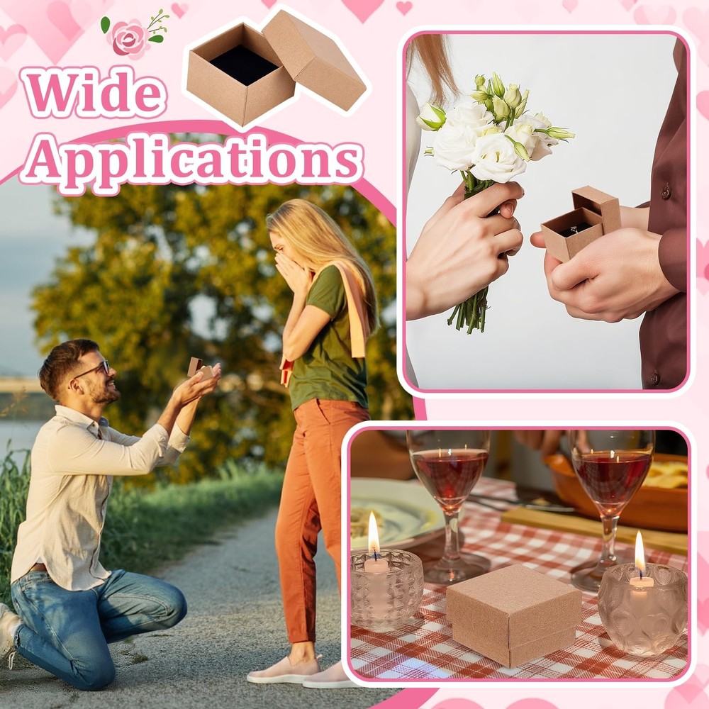 100PCS Ring Box Bulk Kraft Jewelry Gift Boxes 2’’ × 2’