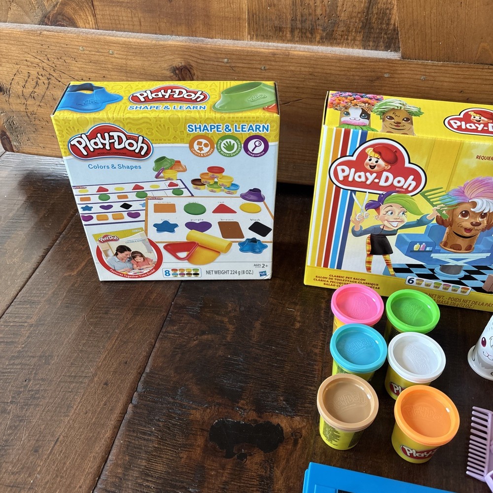 Play Doh Sets 2x Shape And Learn Classic Pet Salon Open