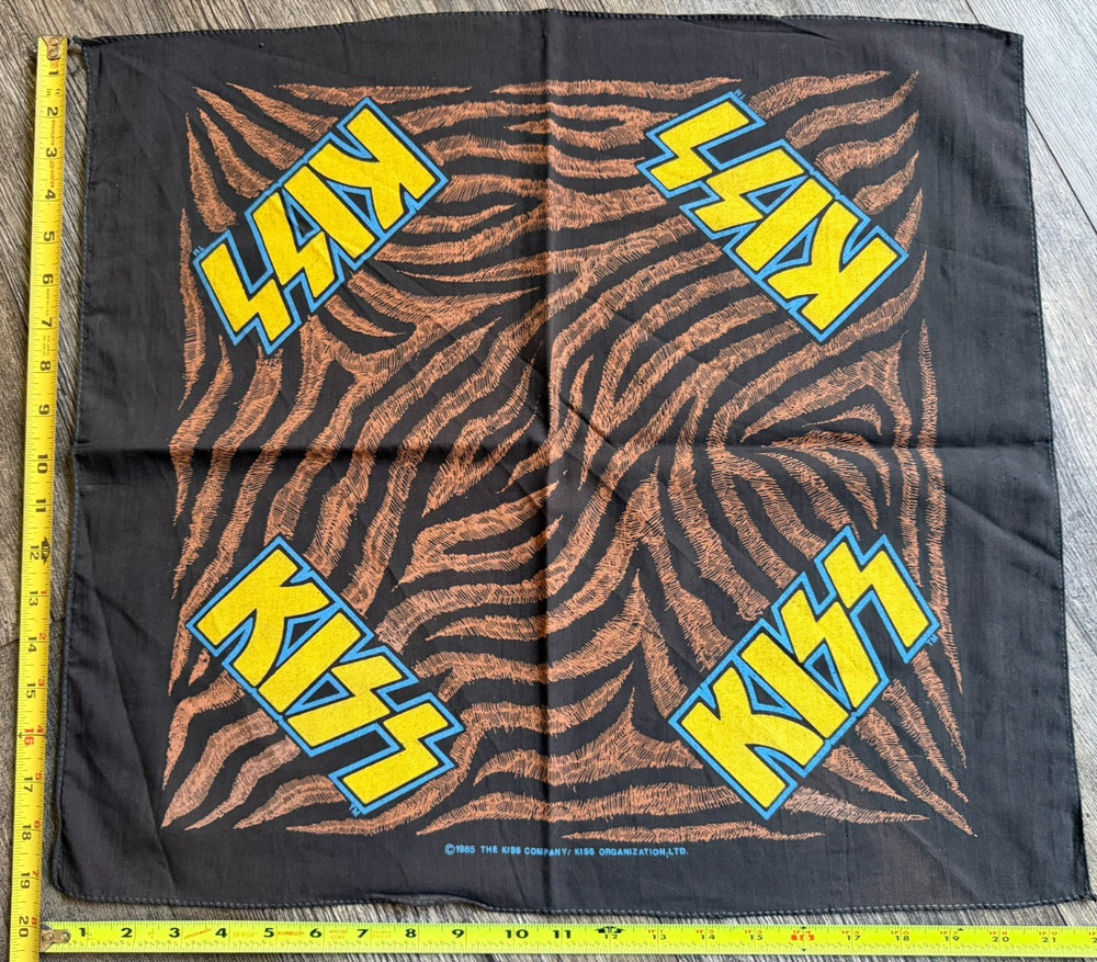 KISS Bandana Animalize Concert Tour 1985 Brown Stripes Vintage Kiss Memorabilia