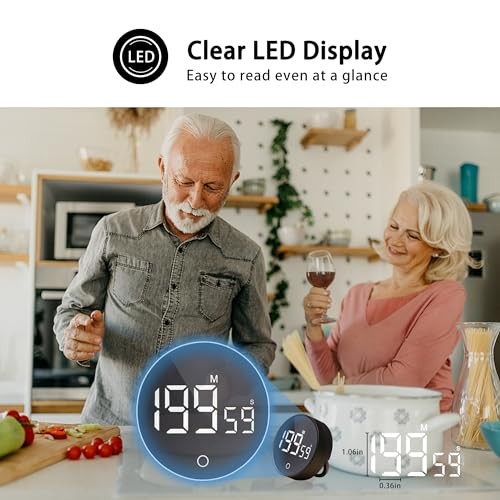 Digital Kitchen Timers, Visual timers Magnetic Countdown Countup Smart Black