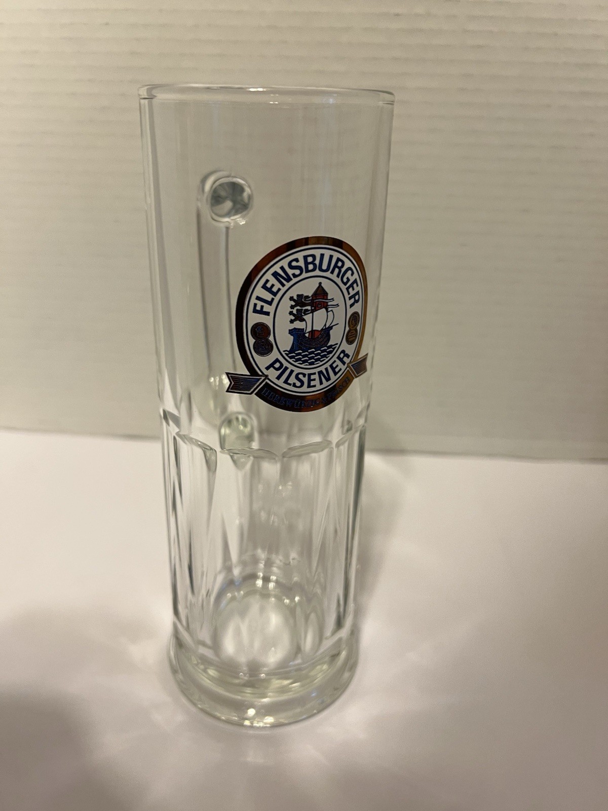 Flensburger Pilsener Herbwurzig & Frisch 0.5 L Beer Mug 8" Tall-Slender-German
