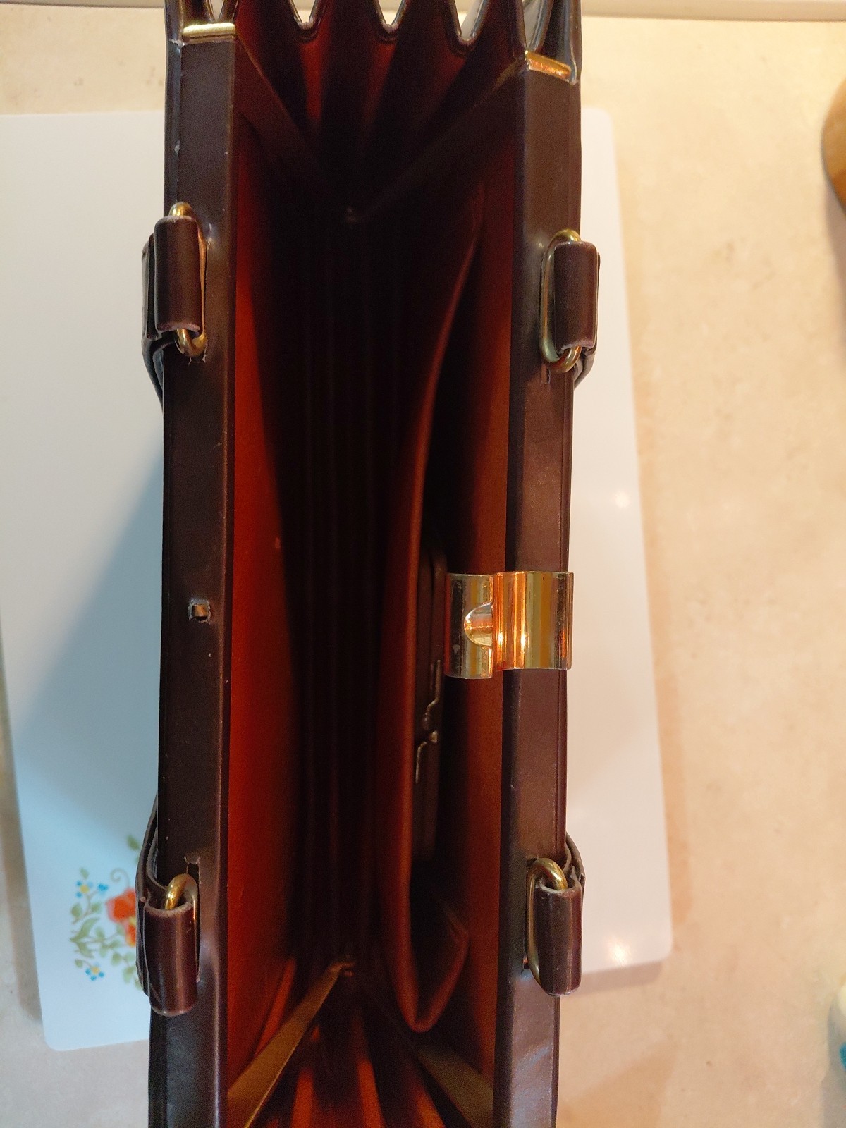 Vintage Susan Gail Handbag Dark Brown Accordion Style Purse Double Handles