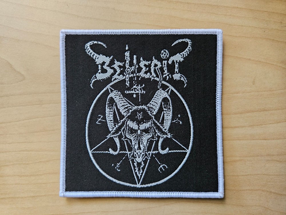 BEHERIT, SEW ON WHITE BORDER WOVEN PATCH