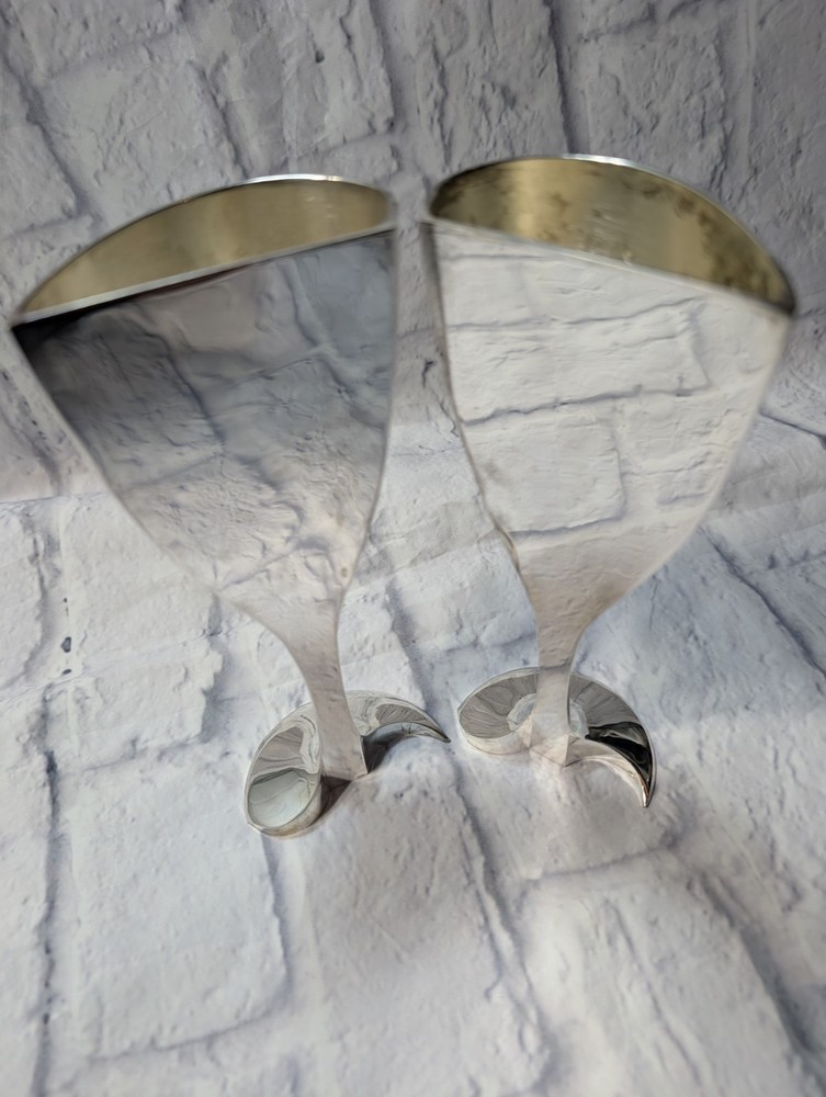 Vintage International Silver Company Plated Split Heart Wedding Goblet Pair