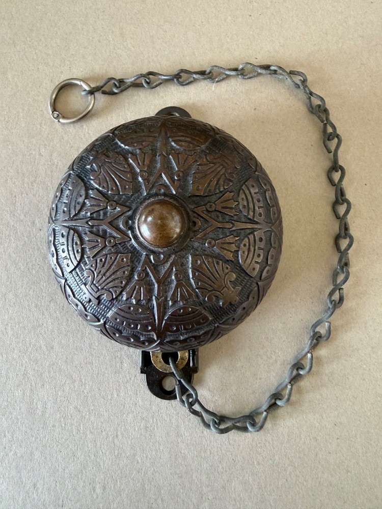 Antique Victorian pull chain brass door bell