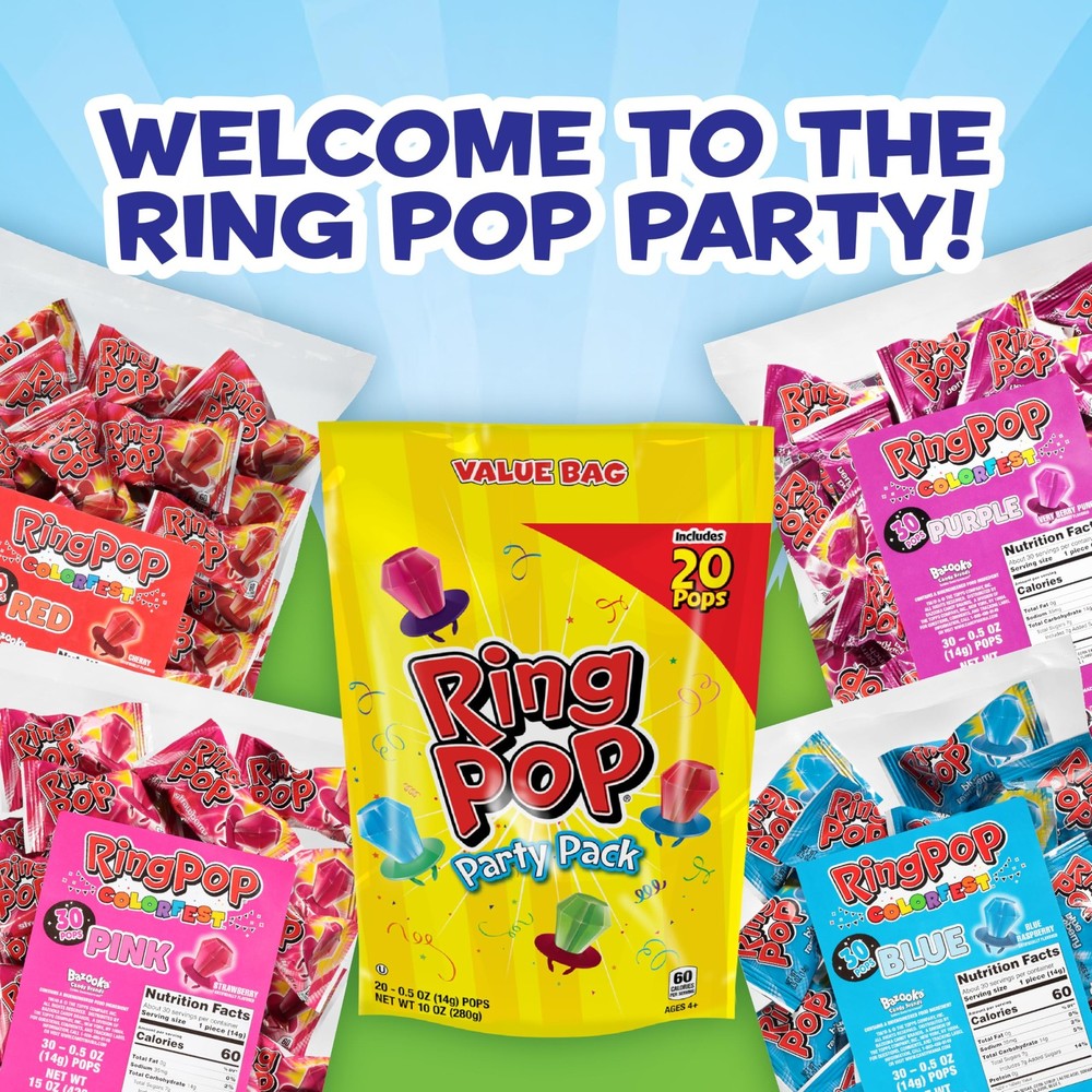 Ring Pop Purple Easter Candy Lollipops, 30Ct Bulk 30 Count,