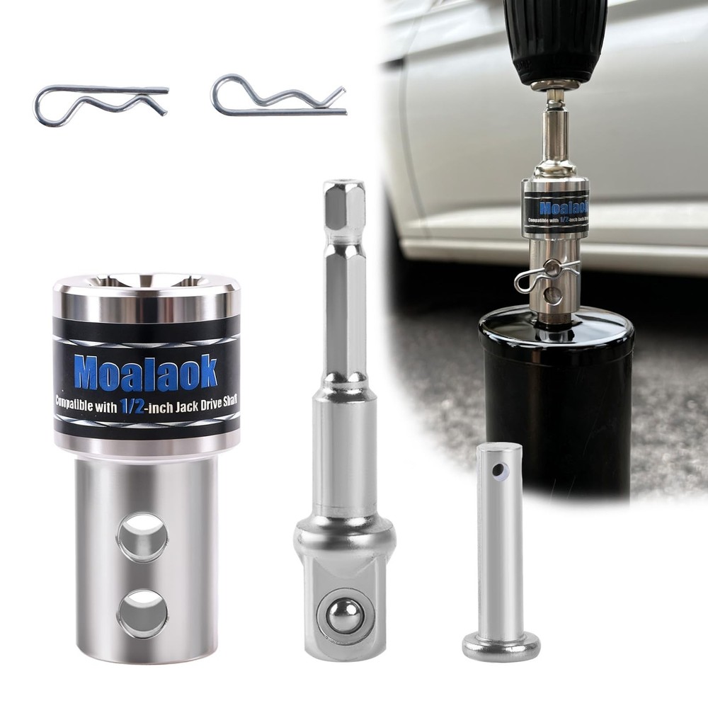 Trailer Jack Crank Handle Power Drill Adapter with 1/2" Socket Adapter Bit, U...