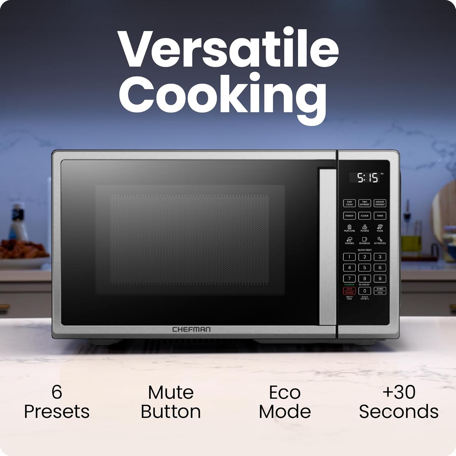 Chefman RJ55-SS-11 Countertop Microwave Oven - Stainless Steel (Open Box)