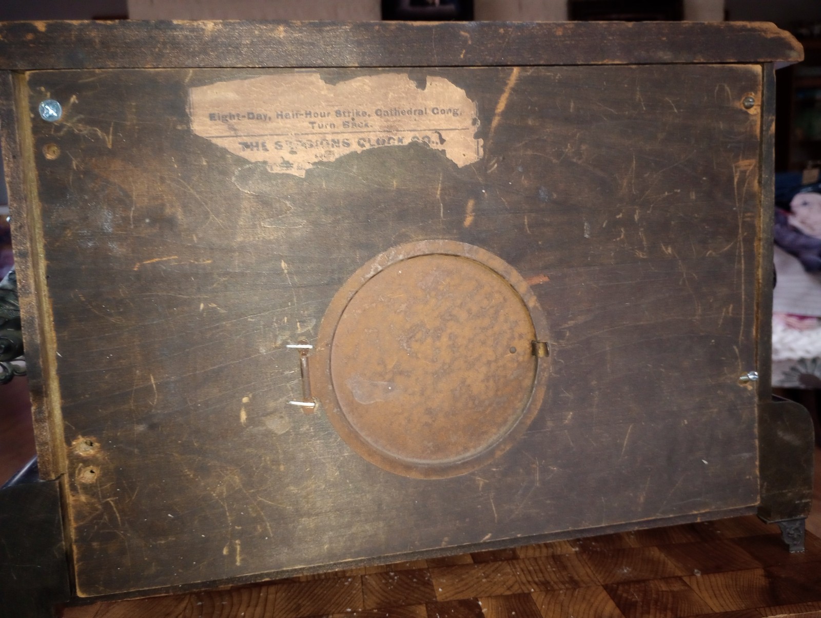 Vintage Antique Sessions Mantle Clock 8 Day 1/2 Strike Cathedral Gong with key