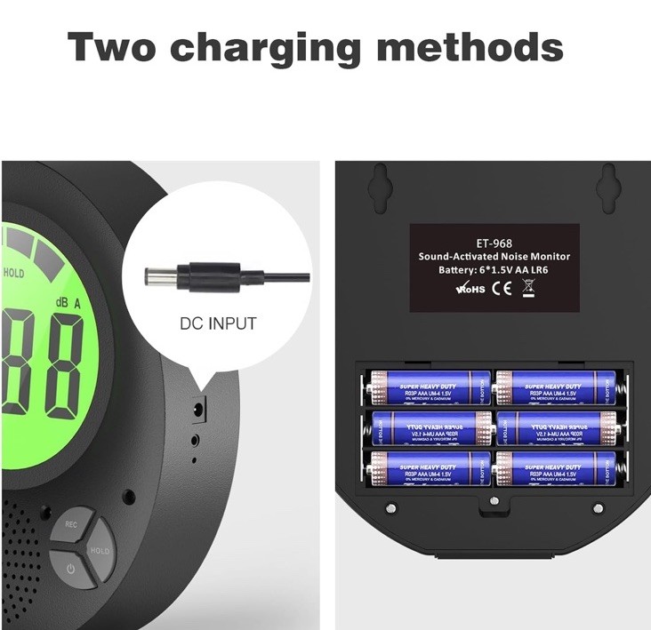 Digital Decibel Meter with DIY Voice Warning Function, Wall Hanging Sound Lev...