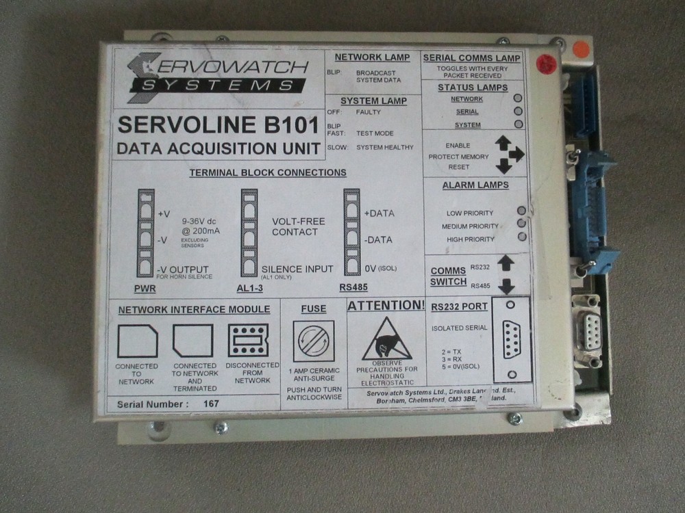 SERVOWATCH B101 SERVOLINE DATA AQUISITION UNIT USED SERVO WATCH
