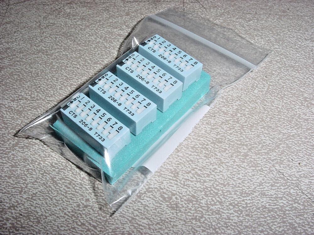 4 pcs 8-Position DIP Switches, PCB Board Mount, Standard Width, Quick USA Ship!