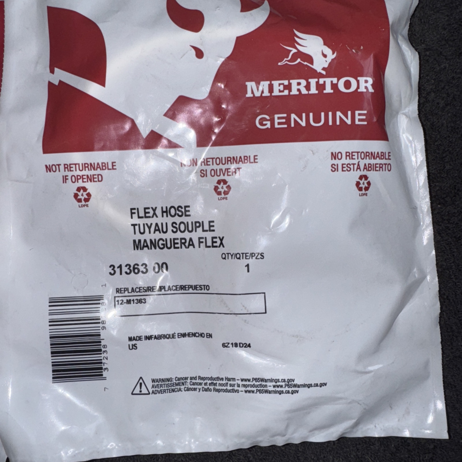 MERITOR TIRE INFLATION FLEX HOSES 3136300,3137300 Kit Set Oem New