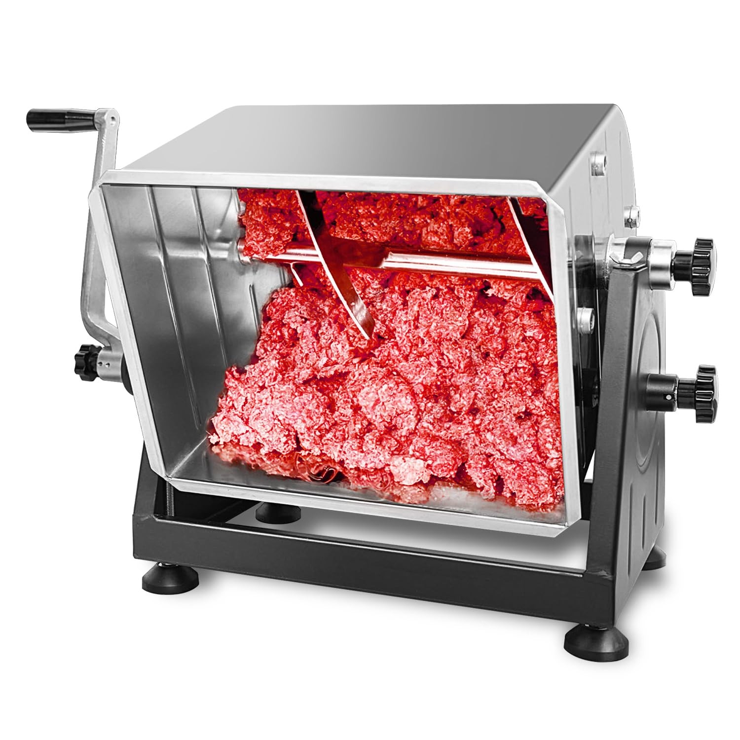 Meat Mixer, 7 Gallons/50LBS，Manually Cranked or Motorized Sausage Mixer Machi...