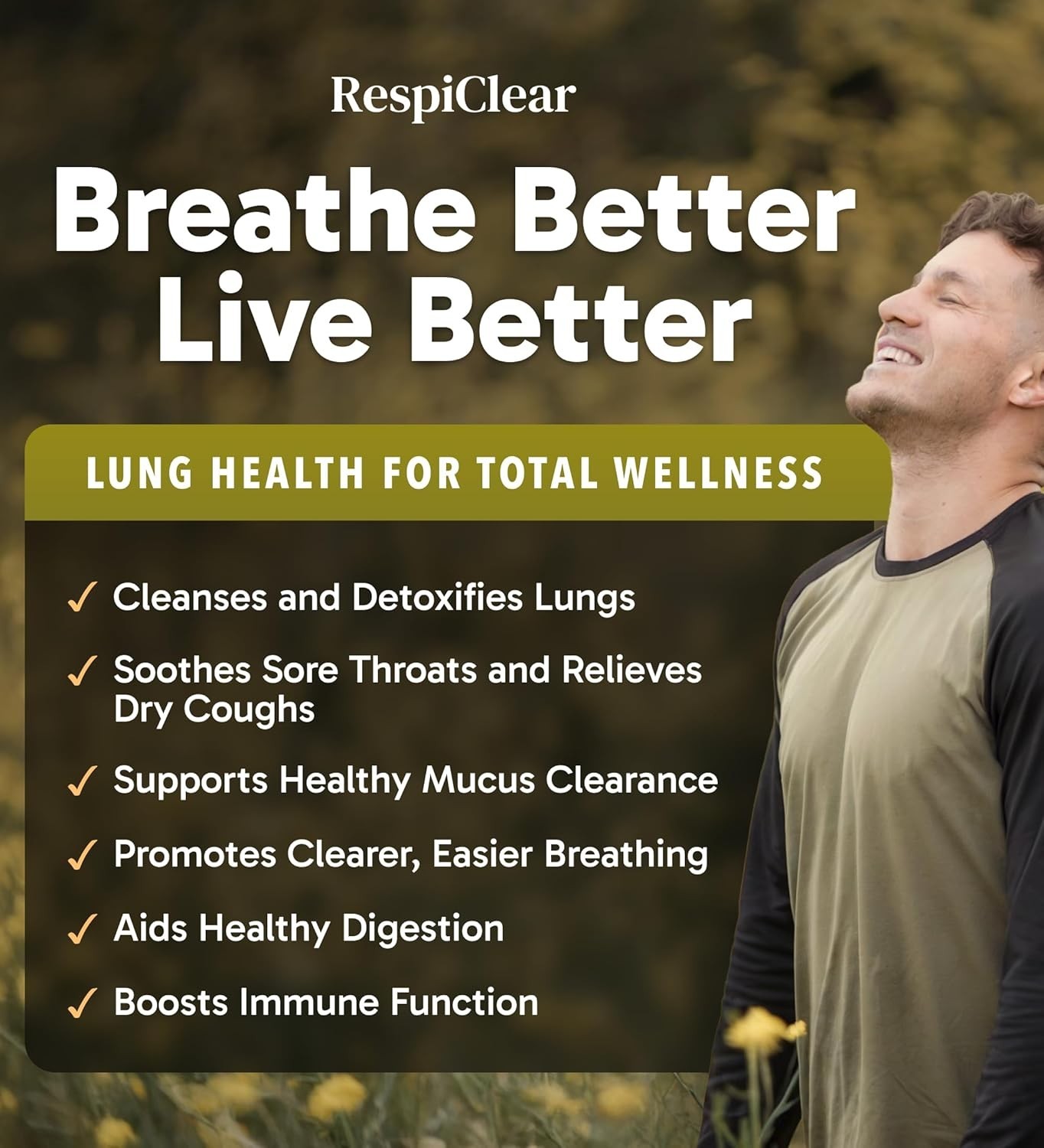 RESPICLEAR All-Natural Mullein Drops with Ginger & Lemon for Lung Cleanse and...