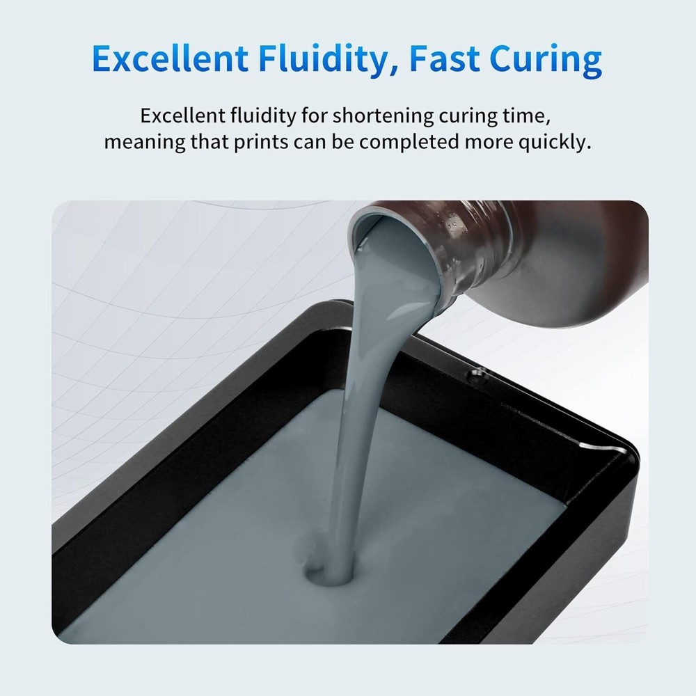 Upgraded 8K 3D Printer Resin - High Precision, Quick Curing & Durable HD Gray