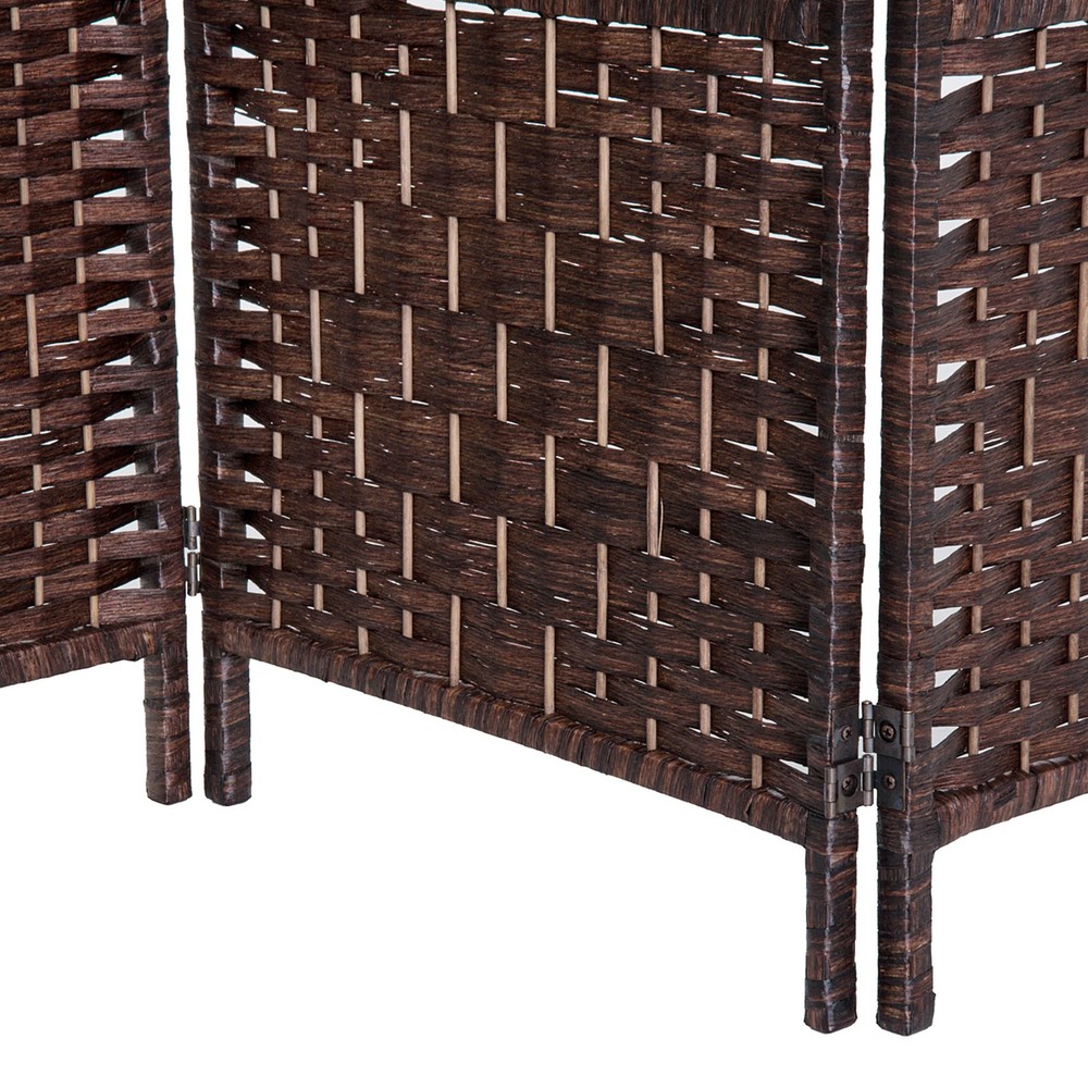 HOMCOM 4 Weave Panel Room Divider Privacy Folding Screen Diamond Decor Brown