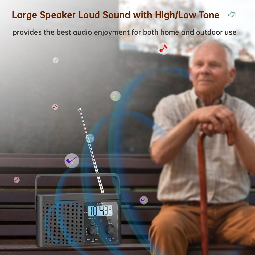 Portable AM FM Shortwave Radio - Strong Reception, Battery or AC Powered