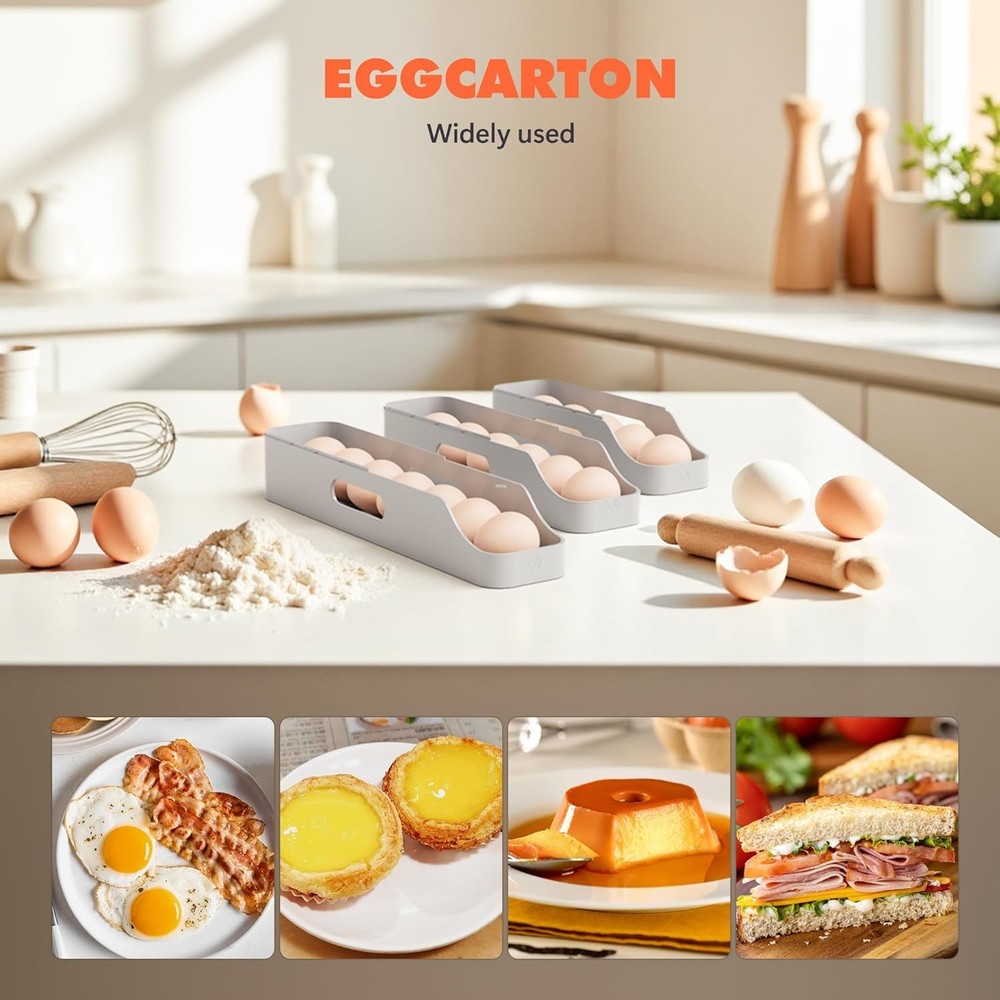 Li&Zhao Rolling Egg Dispenser Refrigerator Automatic Egg Holder Fridge Space