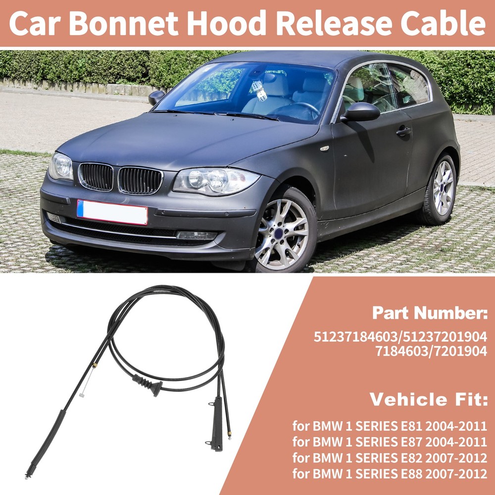 2Pcs No.51237184603 For 1 Series E81 E82 E87 E88 Front Bonnet Lock Release Cable