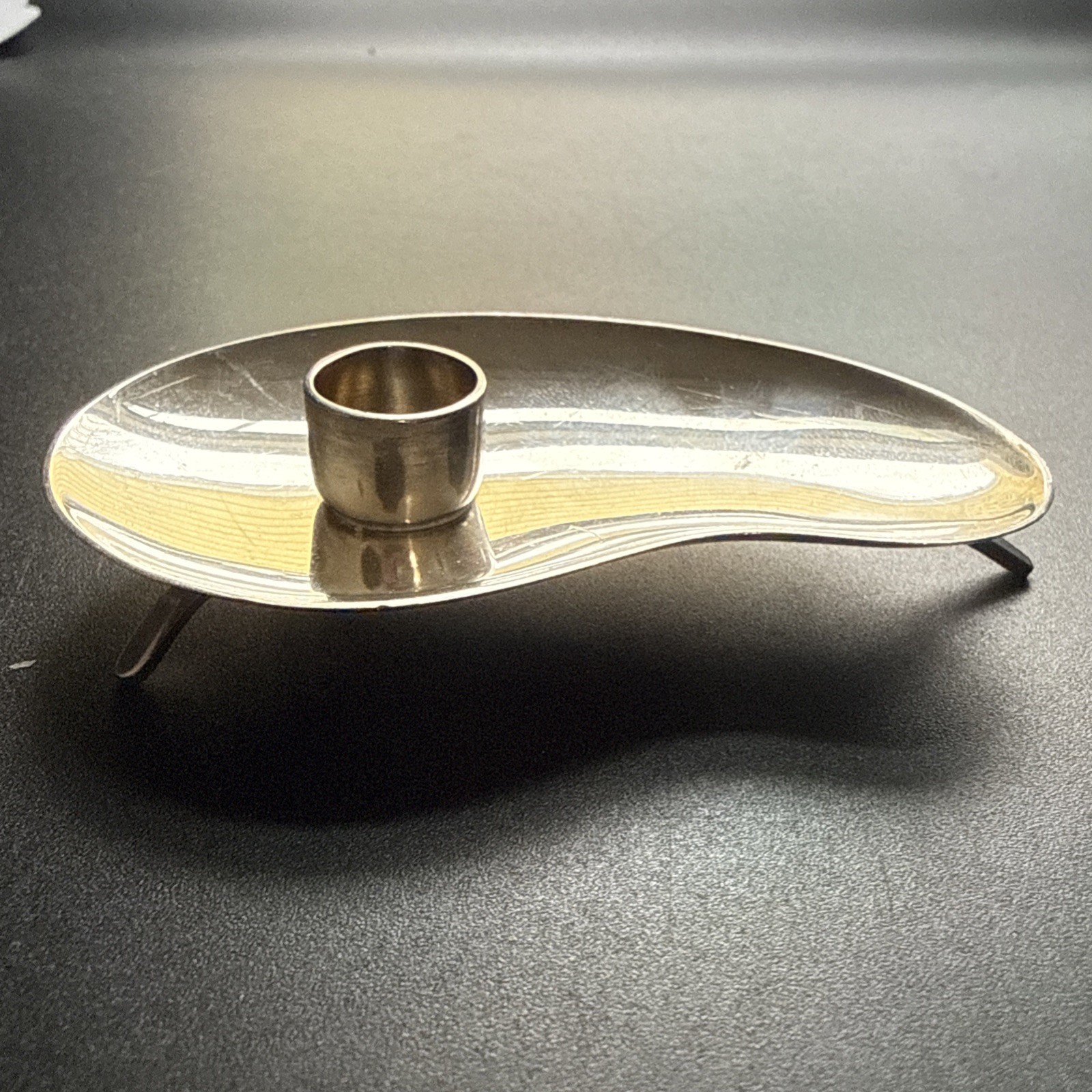 Mid Century Modern Sterling Silver Denmark Hugo Grun Candlestick Holders Pair