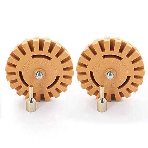 DEVMO 2 Pack 4 inch 10cm Diameter Decal Removal Eraser Wheel with Drill Arbor
