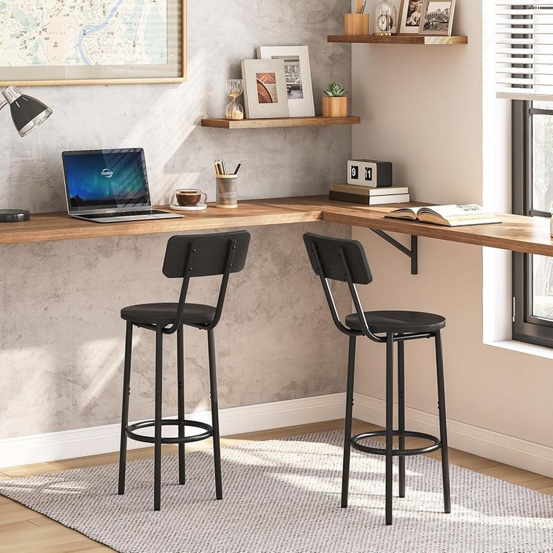 Ergonomic Bar Stools Set Adjustable Height Comfortable Footrest Kitchen Dining