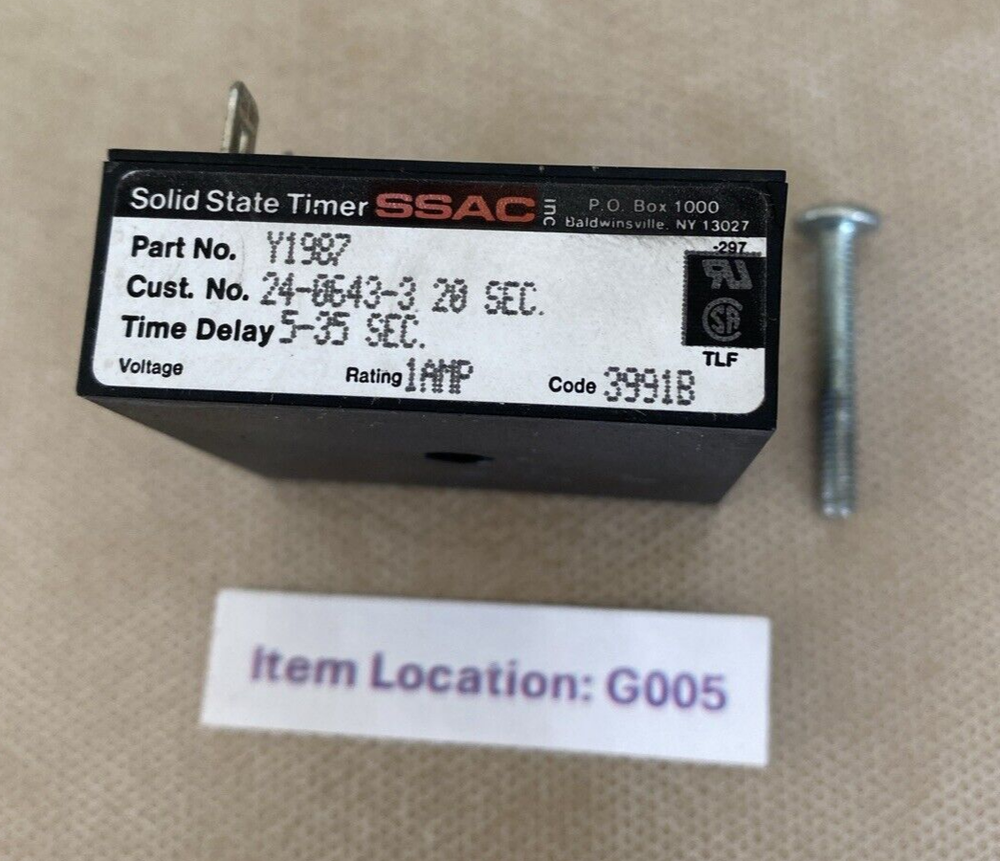 SSAC Y1987 SOLID STATE TIMER Y1987 for Ice Maker Model GY1205W Manitowoc