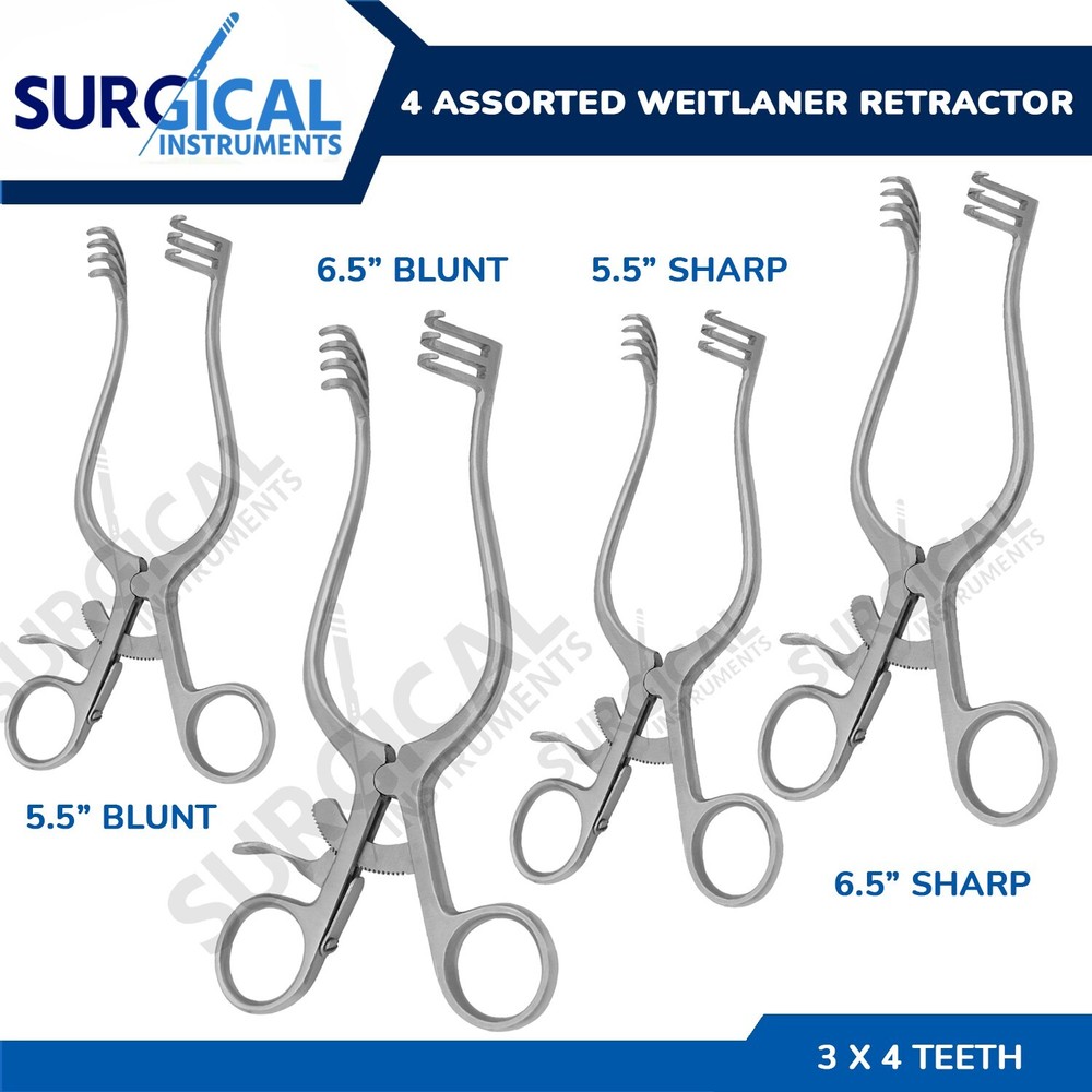 4 Assorted Weitlaner Retractor Surgical Veterinary instruments German Grade