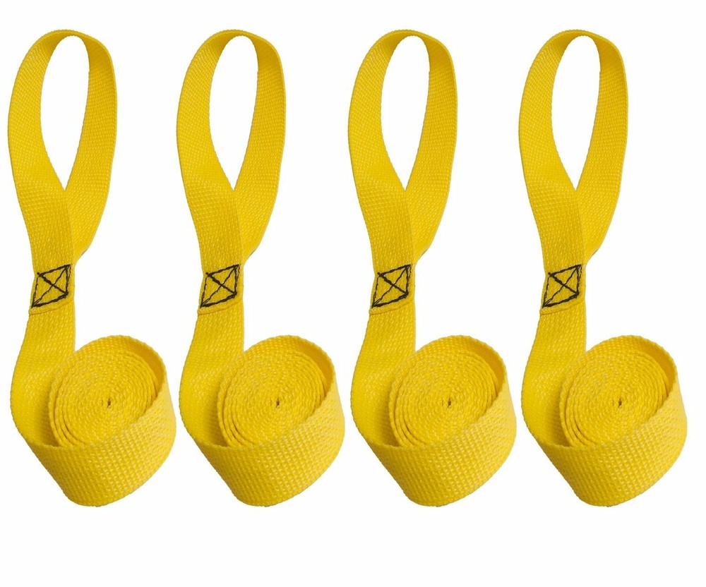 Sail Ties 55", Box Stitched 1" Polypropylene Webbing - Yellow - 4 Pc. Set