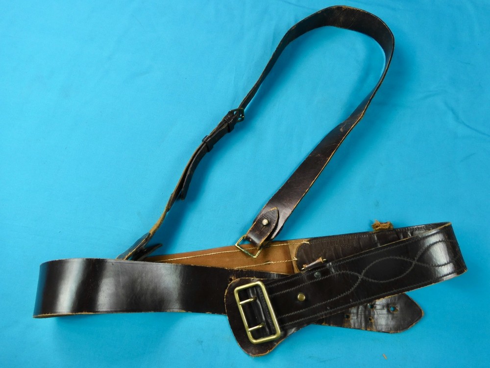 US WW2 Military Army Officer's Leather Belt with Shoulder Strap
