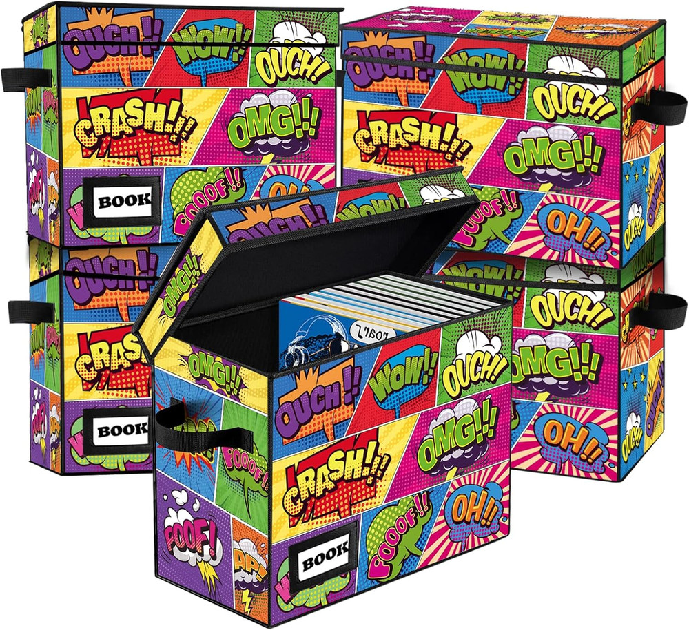 5 Pack Comic Book Storage Boxes - Heavy Duty Collapsible Organizers