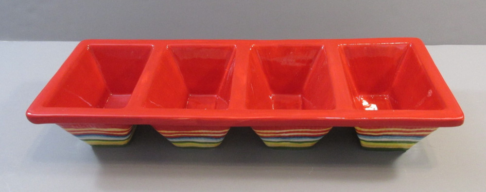 2014 Avon Striped Ceramic Condiment Server (no box) - 4 Sections