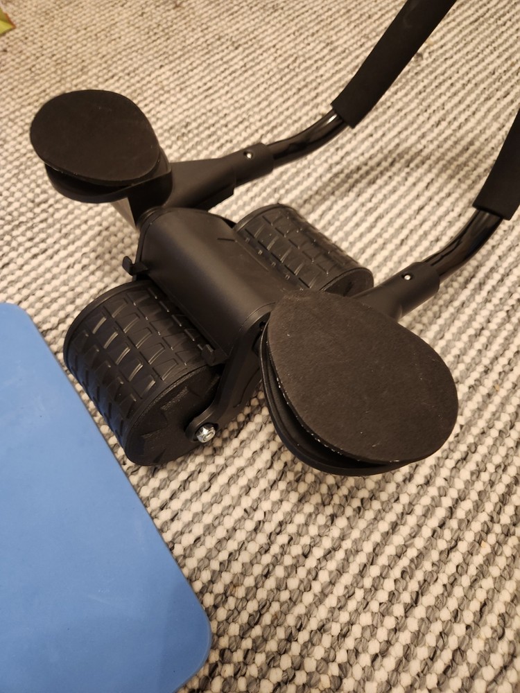Ab Roller W/ Timer, Double Wheel, Black Arm Support Foam Handles Non-Slip