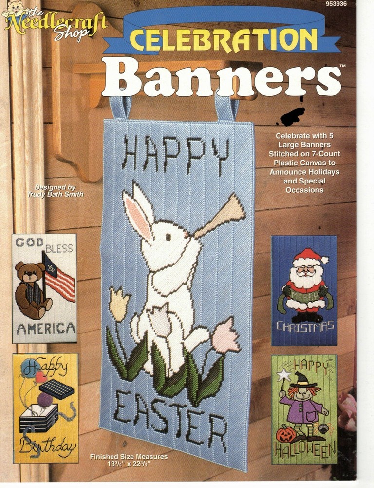 Celebration Banners 5 Plastic Canvas Patterns Projects By The Needlecraft Shop