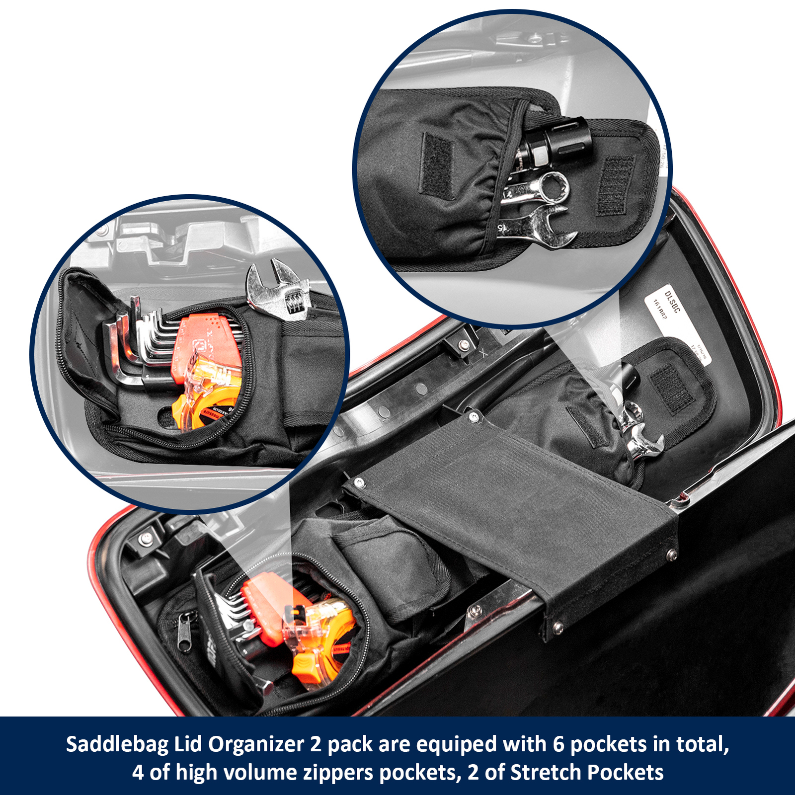 Saddlebag Lid Organizers Storage Bag for 2014-UP Harley Electra Glide Road King