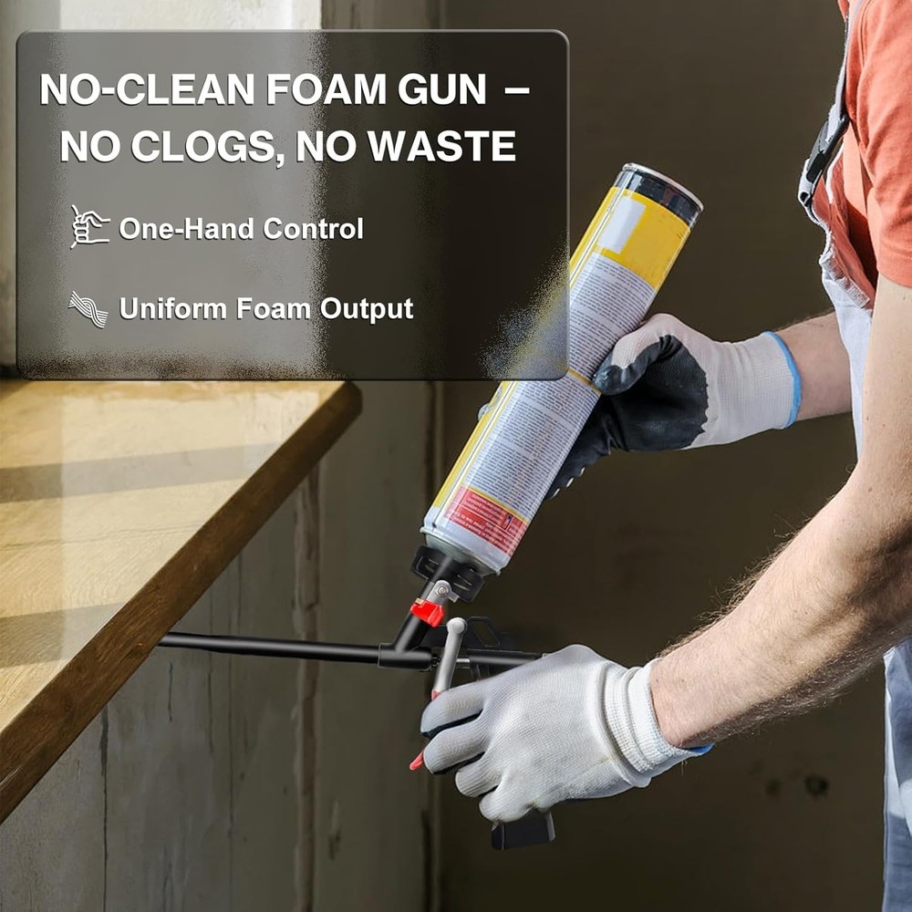 Adjustable Foam Applicator Gun - Hand-Powered No-Clean Design for Home Projects