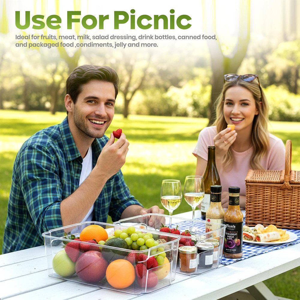 - Fridge & Refrigerator Organizer Bins (8 Pack), Clear Stackable Durable Plastic